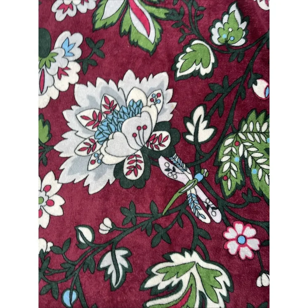 Vera Bradley Bordeaux Blooms Plush Throw Blanket 80x50 Cottagecore Floral